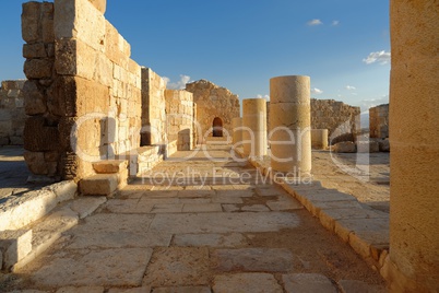 Scenic ruins of ancient temple at sunset (Ovdat, Israel)