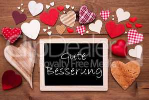 One Chalkbord, Many Red Hearts, Gute Besserung Means Get Well