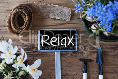 Spring Flowers, Sign, Text Relax