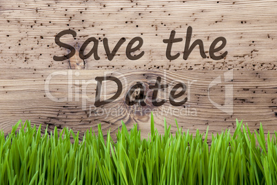 Bright Wooden Background, Gras, Text Save The Date