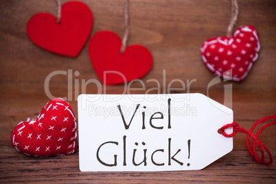 Read Hearts, Label, Viel Glueck Means Good Luck