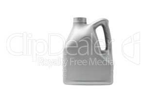 Gray canister with engine oil isolated on white background