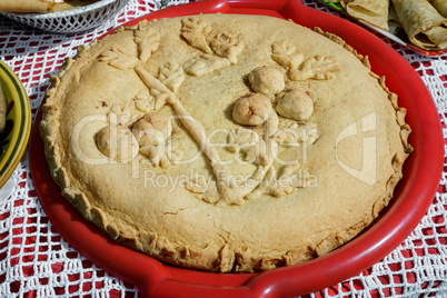 Delicious sweet cake on the plate.