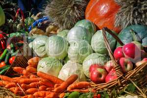 Vegetable harvest is sold at the fair.