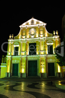 Sao Domingos, St. Dominic's Church in Macau at night.