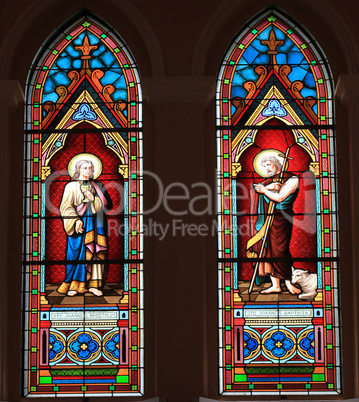 Catholic stained glass window from a church.
