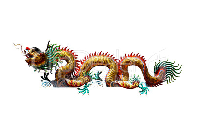Dragon statue isolated with clipping path.