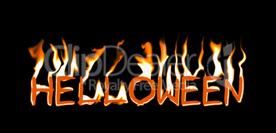 Halloween in Fire Isolated on Black Background.