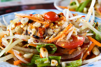 Thai papaya salad also known as Som Tum from Thailand.