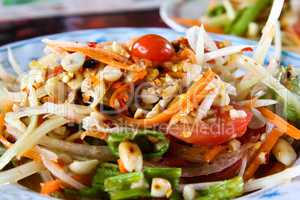 Thai papaya salad also known as Som Tum from Thailand.