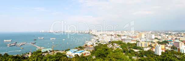 Pattaya City Harbor Panorama , Thailand.