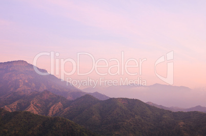 Morning Mist at Tropical Mountain Range, Thailand.