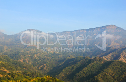 Morning Mist at Tropical Mountain Range, Thailand.