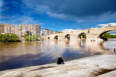 Couple and river