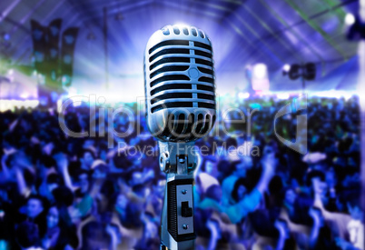 Vintage microphone and public