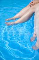 close up image of foot and pool