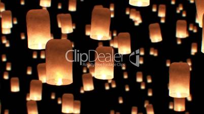 Beautiful Looped 3d animation of Floating Lanterns in Yee Peng Festival. Seamless. HD 1080.