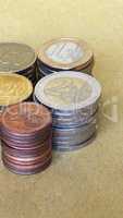 Euro coins pile - vertical