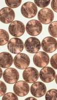 Dollar coins 1 cent wheat penny cent - vertical