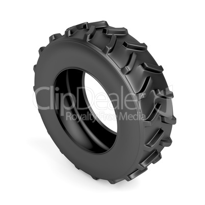 Tractor tire on white