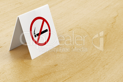 No smoking sign on table
