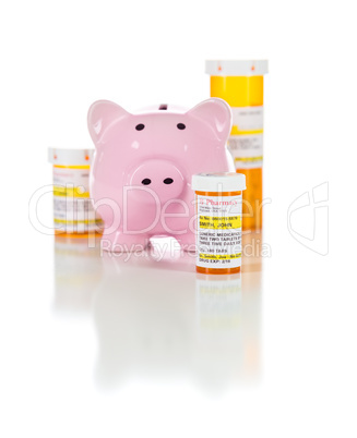 Piggy Bank and Non-Proprietary Medicine Prescription Bottles Iso