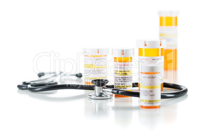 Group of Non-Proprietary Medicine Prescription Bottle with Steth