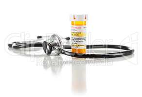 Non-Proprietary Medicine Prescription Bottle with Stethoscope Is