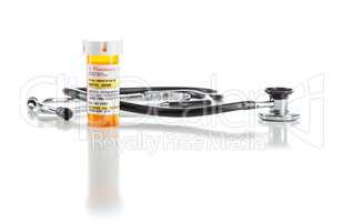 Non-Proprietary Medicine Prescription Bottle with Stethoscope Is