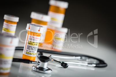 Non-Proprietary Medicine Prescription Bottles Abstract with Stet