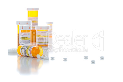 Non-Proprietary Medicine Prescription Bottles and Spilled Pills