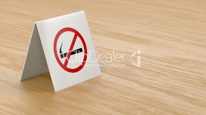 No smoking sign on wooden table