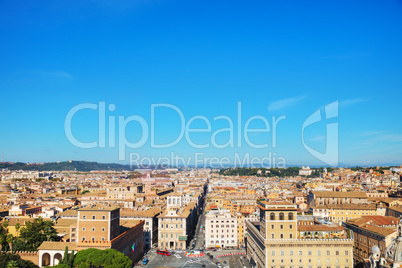 Rome aerial view with piazza Venezia
