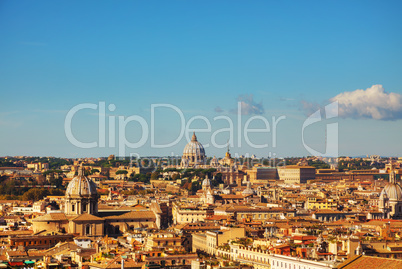 Rome aerial view with the Papal Basilica of St. Peter