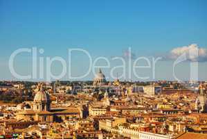 Rome aerial view with the Papal Basilica of St. Peter