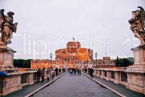 Castel and Ponte Sant'Angelo with people