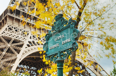 Avenue Gustave Eiffel sign in Paris, France