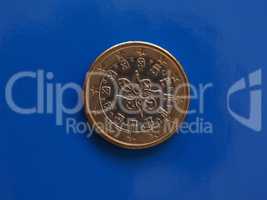 1 euro coin, European Union, Portugal over blue