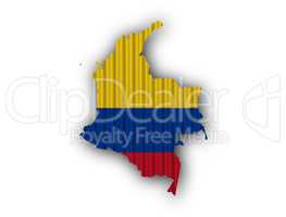 Karte und Fahne von Kolumbien auf  Wellblech