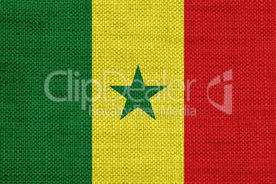 Fahne von Senegal auf altem Leinen