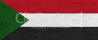 Fahne von Sudan auf altem Leinen