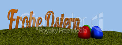 German Happy Easter background, 3d image