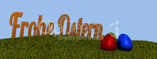 German Happy Easter background, 3d image