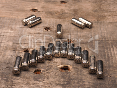 Bullets on a wooden table