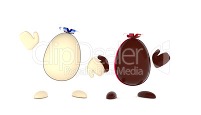 Chocolate Easter eggs with a bow