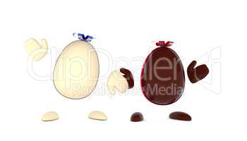 Chocolate Easter eggs with a bow