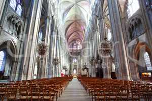 The Beautiful Nave of Cathedral Saint-Etienne in Bourges