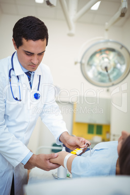 Doctor examining a patient