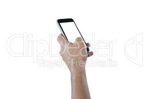 Close-up of hand holding mobile phone