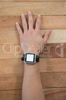 Man hand wearing smart watch